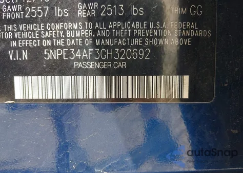 2016 Hyundai Sonata Sport из США, поврежденный, VIN 5NPE34AF3GH320692